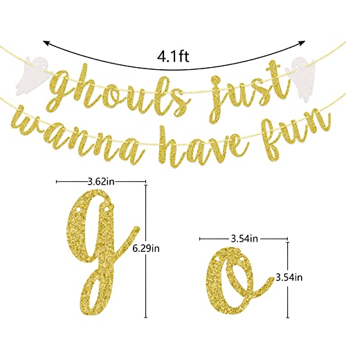 Ghouls Just Wanna Have Fun Banner, Halloween Bachelorette Party Decoration, Halloween Girl's Night Decor (Gold Glitter) #TOP1