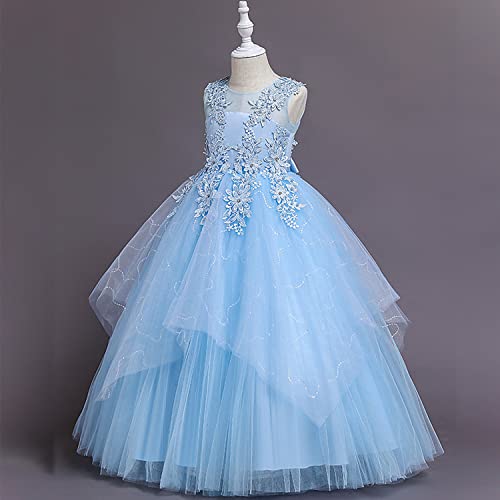 Lolanta Girls' Special Occasion Dresses Kids Tulle Princess Long Dress Father Daughter Dance Girls Vestidos Prom Sleeveless (9-10 Blue) #TOP1