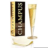 Edles Design Champagnerglas mit kostbaren Gold- und Platinanteilen im Dekor