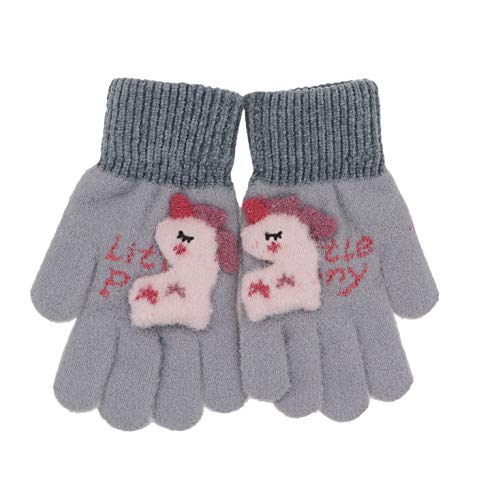 Image of Kids Winter Stretch Knit Gloves Warm Cute Cartoon Unicorn Gloves Boys Girls(3-8 Years)