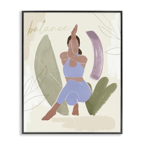 Balance Typography Yoga Botanical, 16 x 20 Inch Framed Giclée Print