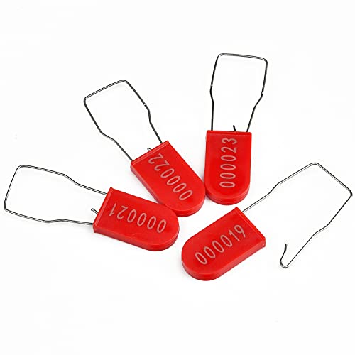 Image of 1000PCS Plastic Padlock Security Seals Metal Wire Padlocks Electric Meter Seal Disposable Anti-Tamper Lock Numbered Anti Tamper Tag Hasps Red