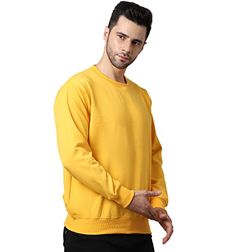 Image of BZR-Men's Fleece Round Neck Regular Sweatshirt (Sw Rrn Black 01-L Black L)(1903)