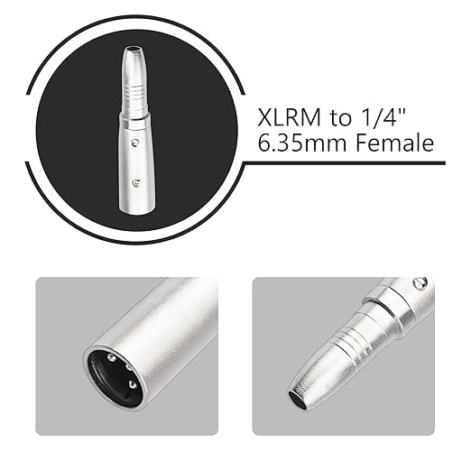 Image of XLR 3 Pin Male to 1 /4 inch 6.35mm Female Socket Audio Adapter-(1 Pcs) XLR Male to 6.35mm 1 /4''TRS Female