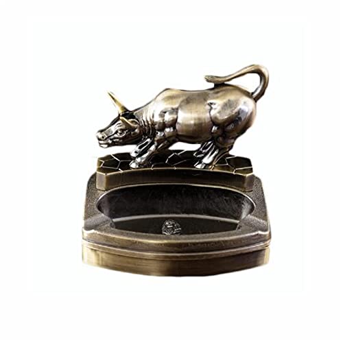 WQWY Cenicero portátil retro con diseño de cenicero para cigarrillos de gama alta y lujosa, cenicero de oficina (color: latón, tamaño: 4.3 x 4.5 x 3.3 pulgadas) Cover