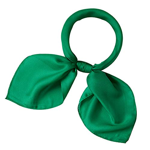 Beillonesc Women's Scarfs 100% Silk Small Square Scarves 21" x 21" Real silk Hair Scarfs Neckscarfs for Women (fresh green)