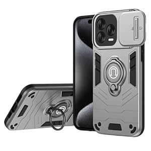 ILING Case for ZTE Blade V70 Vita, Ultra-thin Matte Hard PC + Soft Silicone TPU Bumper Shockproof Hybrid Armor Cover, with Metal Ring Kickstand and Slide Camera Cover (Silver)