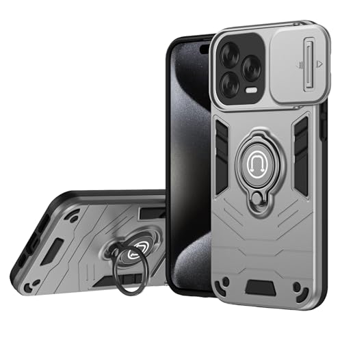 ILING Funda para ZTE Blade V70 Vita, Ultradelgado Mate Antigolpes Dura PC Armadura Carcasa, Silicona TPU Bumper Cubierta con Anillo Soporte y Tapa Cámara Deslizante (Plata)