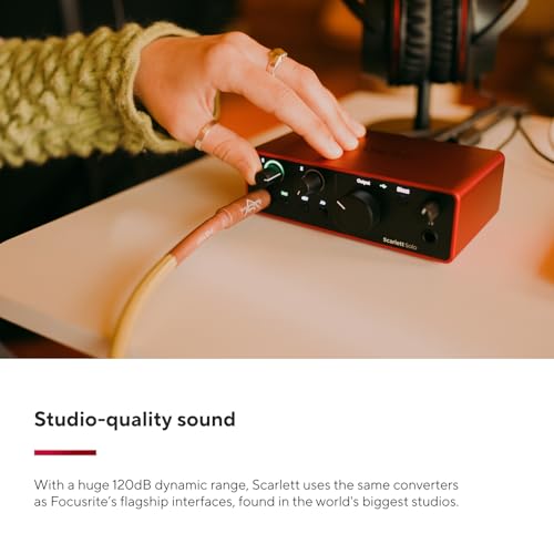 Focusrite Scarlett Solo 4.ª gen. interfaz de audio USB para guitarristas, cantantes o productores. Grabación con sonido de estudio y alta fidelidad y todo el software que necesitas - imagen 4