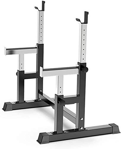 OTQEFTN Large Barbell Squat Rack Stand Adjustable Height Solid Steel Bench Presses Squat Rack, Adjustable Home Fitness Equipment Barbell Rack with Support Wei