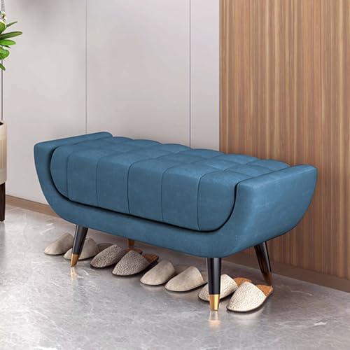 Banc à chaussures rembourré bleu pour ranger et s'asseoir confortablement