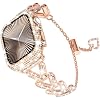 WINGLE Bling Band and Case for Apple Watch Band Series 11 10 46mm Women, Luxury Sparkle Rhinestone Crystal Metal Band Designer Chain Bracelet with Diamond Screen Protector Case, 46 mm Rose Gold