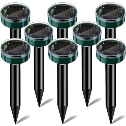 Mole Repellent 8 Pack Ultrasonic Solar-Powered Waterproof Sonic Mole Repeller for Yard, Lawn and Garden