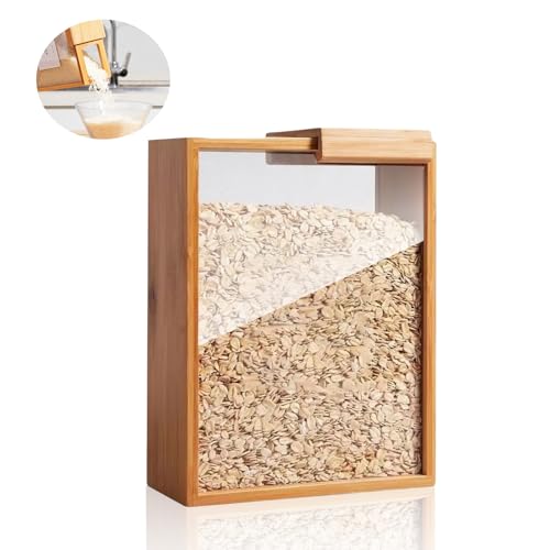 SKTMH Bamboo Food Storage Container Food Containers & Cereal Dispenser Airtight Pantry Organizers and Storage Container Kitchen Organizers and Storage Bamboo Food Dispenser for Cereal Rice Flour Nut by SKTMH - Used condition - Image 7