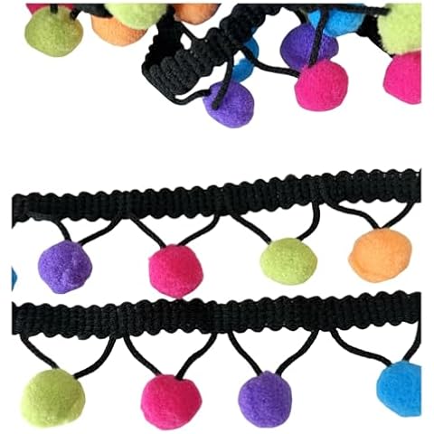 Autupy 5 Yards 18mm Decorative Pom Pom Ball Fringe Trim Ribbon Party Decor Clothes Costume DIY Crafts Sewing Cover