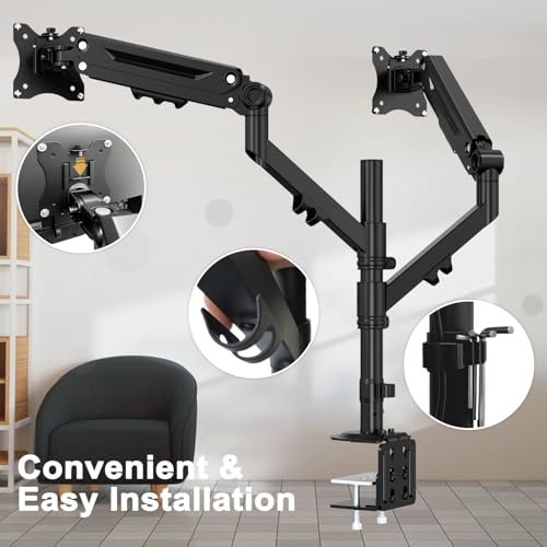 STANDOPIA Dual Monitor Mount for 17 to 40 inches, Holds up to 26.4 lbs, Monitor Desk Arms for 2 Monitors Vertical/Parallel Placement, with Clamp/Grommet Base, VESA Mount 75/100 mm by STANDOPIA - Used condition - Image 4