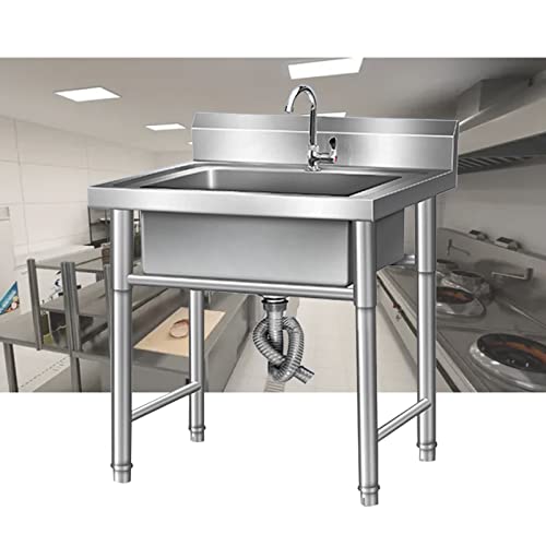 304 Stainless Steel Utility Sink,Laundry Room Sink 1 Compartment, Free Standing Portable Sink With Stand And Faucet,Industrial Garage Sink Kitchen Sink Sink For Workshop,Outdoor Indoor #TOP7