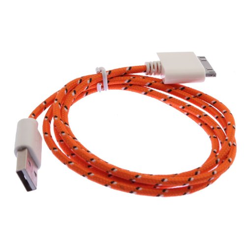 OEM Micro USB Charger Sync Cord Cable Fabric Braided Woven for iPhone 4/4S Orange