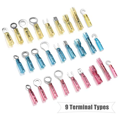 810Pcs Heat Shrink Connectors - Sopoby Electrical Wire Connectors Crimp Connectors - Insulated Automotive Marine Wire Terminal Kit - Ring Fork Hook Spade Butt Splices #TOP2