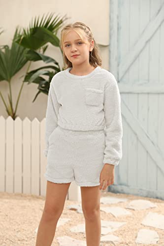 Image of Mafulus Girls Pants Sets Two Pieces Kids Comfy Lightweight Long Sleeve Fleece Sets with Pockets