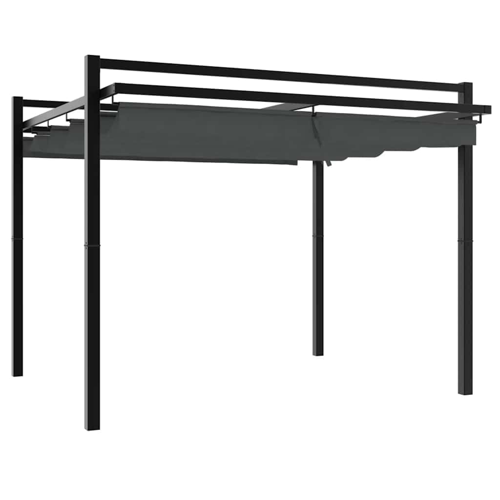 Pergola avec Toit Rétractable, Pergola Tonnelle de Jardin Extérieur Anthracite 3x3 m Aluminium