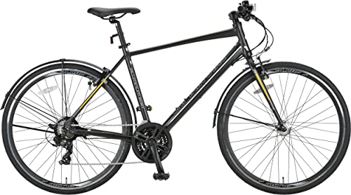 キャプテンスタッグ(CAPTAIN STAG) アルクロ 700C クロスバイク アルミクロス 70021AT [シマノ21段変速/LEDオートライト/Vブレーキ/ローラーブレーキ/リング錠/前後泥除け] 標準装備 LLサイズ 520mm マットブラック YG-1429