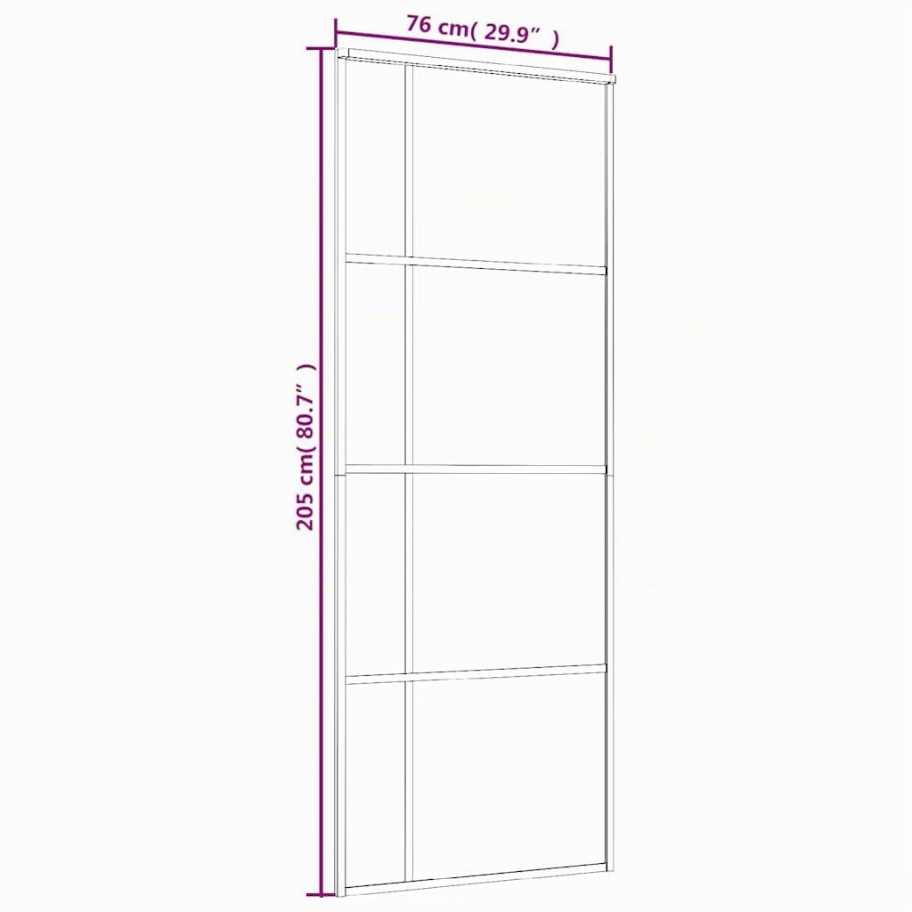 vidaXL Puerta Corredera Herrajes Entrada Corrediza Deslizante Cuarto de Baño Salón Sala de Estar Habitación ESG Vidrio y Aluminio Blanca 76x205 cm
