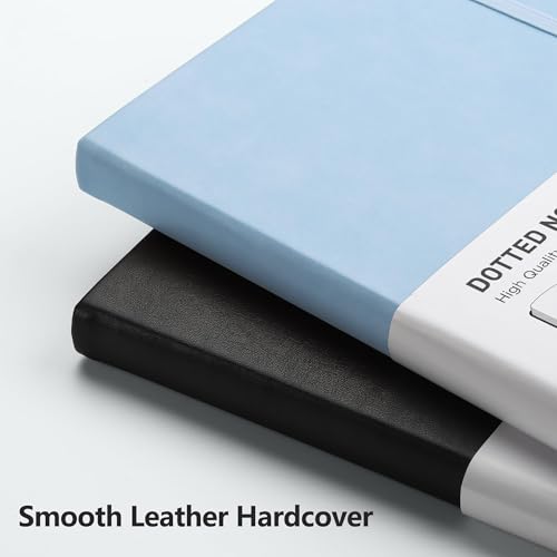 Image of RETTACY Dotted Journal Notebook, 192 Pages, A5 Medium Size (5.7'' x 8.3'') | Leather Hardcover, 100 GSM Thick Paper, for Journaling, Planning, Tracking (Light Blue)