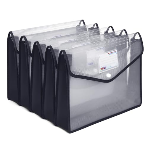 Plastic File Folders, Waterproof Transparent Expandable File Organiser, Portable Large Capacity A4B...