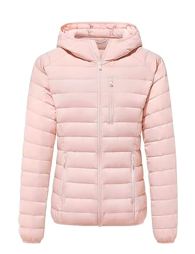 Wantdo Women's Packable Down Jacket Lightweight Puffer Jacket Hooded Winter Coat