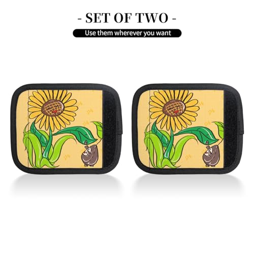 2 Pcs Luggage Handle Wraps, Sunflower Seeds and Sunflowers Print Grip Handle Cover/Travel Bag Identifier for Suitcase Accessories2