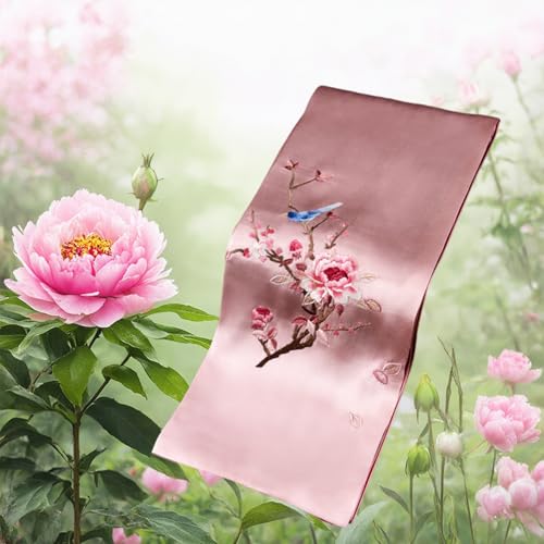 Écharpe florale brodée main en soie de mûrier 1015 d'exception