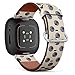 CJBROES Replacement Leather Watch Band, Compatible with Fitbit Versa 3 and Fitbit Sense of Wristband Bracelet Accessory - Retro dots Geometric