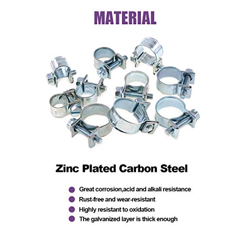Swpeet 120Pcs 10 Sizes Zinc Plated Mini Fuel Injection Line Style Hose Clamp Assortment Kit Perfect For Automotive, Agriculture, Plant & Construction #TOP2