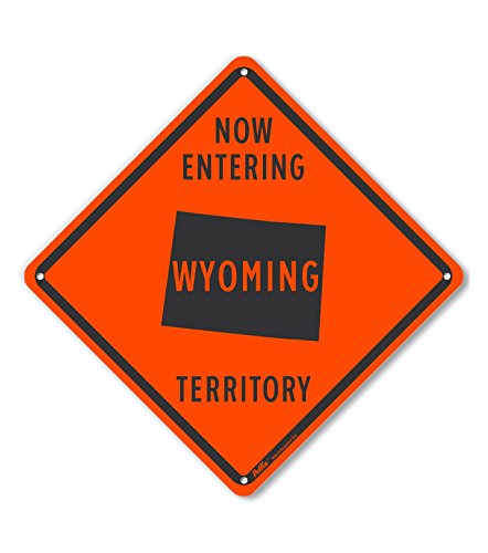 Panneau aluminium Wyoming Territory orange pour déco garage et bureau rétro