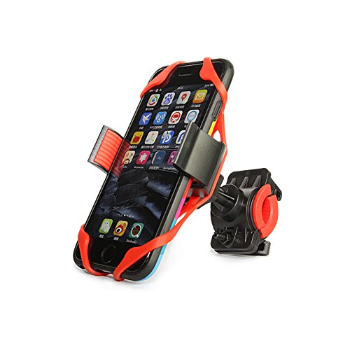 Mount Bicycle Holder, Universal Cradle Clamp for iOS Android Smartphone GPS other Devices, with One-button Released, 360 Degrees Rotatable, Rubber Strap