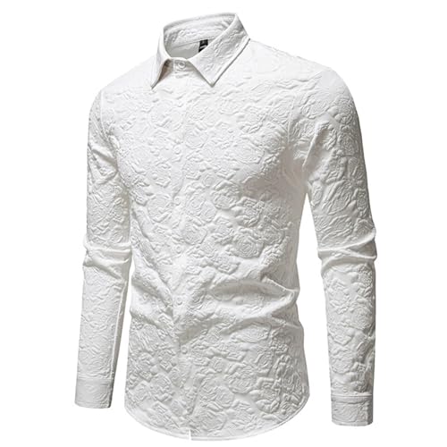 Chemise manches longues homme broderie florale chemisier business pour mariage et fête