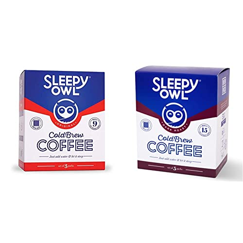 Image of Sleepy Owl Coffee Cold Brew Packs (Original) |Makes 9 Cups|3 Step Brew - No Equipment Required |100 + Sleepy Owl Coffee Cold Brew Packs (Dark Roast) |Makes 15 Cups| 3 Step Brew - No Equipment Required