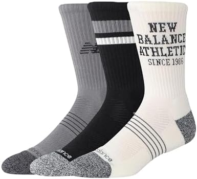 New Balance Active Graphic Crew Socks 3 Pack Model LAS35111 AS - Assorted Colours Large, AS - ASSORTED COLORS, Medium