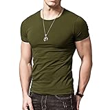 [XDIAN] Tシャツメンズ Tシャツ T-shirt 半袖T シャツ トップス Tシャツカットソー クルーネック スリム タイトフィットネス動きコットン半袖服 T shirt AmyGreen M