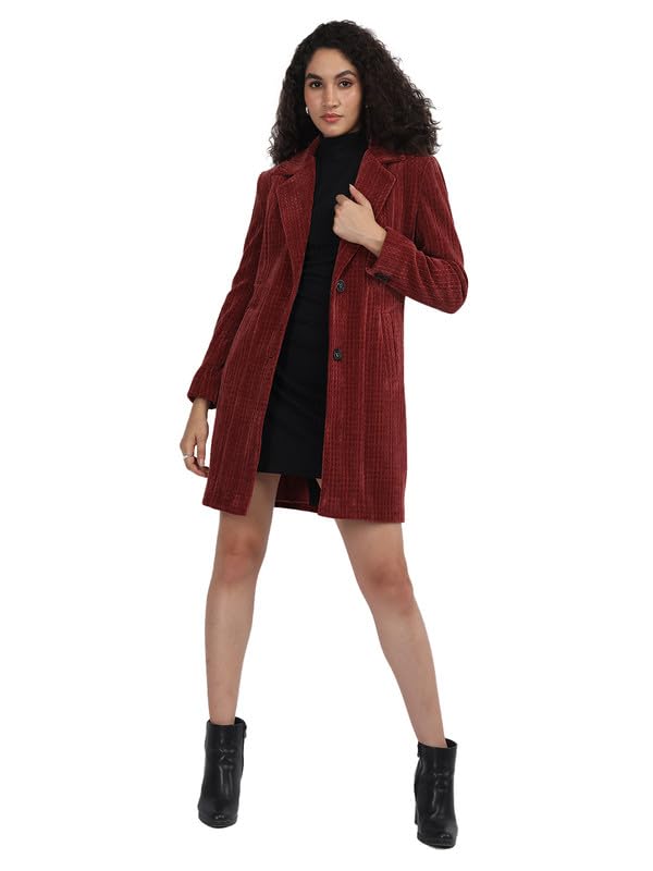 Image of PLAGG Women Winter Wear Long Length Overcoat with Wool blend and Comfort fit