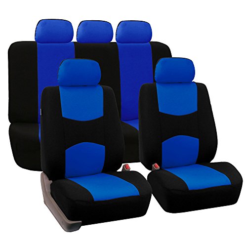 TLH Automotive Car Seat Covers Flat Cloth Seat Covers Full Set, Blue Color - Universal Fit Car Seat Protector Van Seat Covers Interior Accessories for Cars Trucks Van and SUV