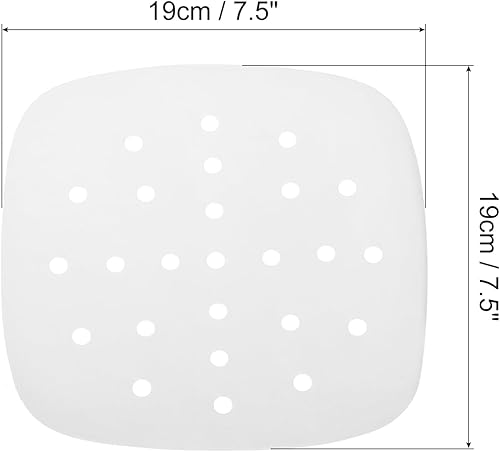 Miniatura 7 de uxcell 200 piezas de papel pergamino para freidora de aire, cuadrado de 6.5 pulgadas, forros de vapor antiadherentes para horno, microondas, canasta