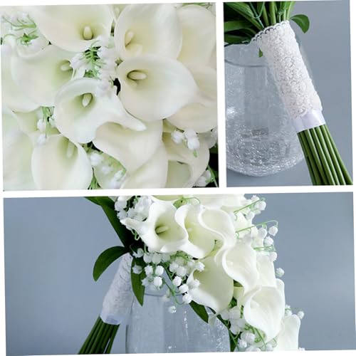 Bouquet de mariée cascade de lys calla blancs artificiels sans flétrissement - 5