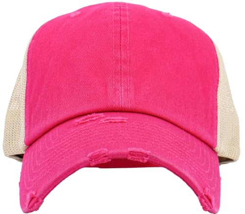 Image of KBETHOS Vintage Washed Distressed Cotton Dad Hat Baseball Cap Adjustable Polo Trucker Unisex Style Headwear