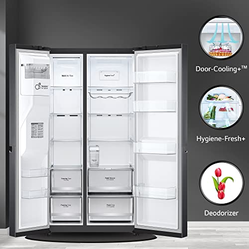 Image of LG 674 L Frost-Free Smart Inverter Compressor Wi-Fi Side-By-Side Refrigerator Appliance (GC-L257SL4L, Platinum Silver III, DoorCooling+, Hygiene Fresh+, Water and Ice Dispenser, 2022 Model)