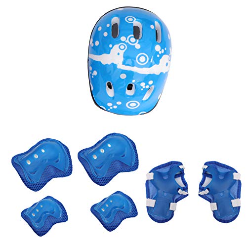 NUOBESTY Conjunto de 7 peças de capacetes de bicicleta para crianças, equipamentos esportivos, joelh