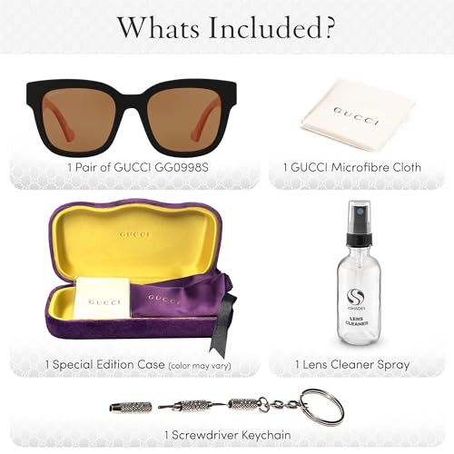 Gucci GG0998S Designer Fashion Sunglasses - Elegant, Sophisticated & Stylish Square Shape Eyewear with Luxury eSHADES Kit3