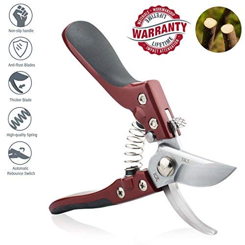 Pruning Shears Garden Shears Pruning Pruner Anvil Pruning Shears Garden Pruners Hand Clippers Bypass SK-5 High Carbon Steel Blade