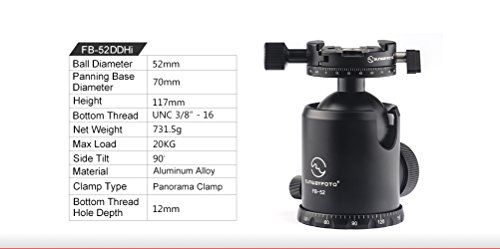 Sunwayfoto FB-52DDHI rotule a bille de haute precision alu